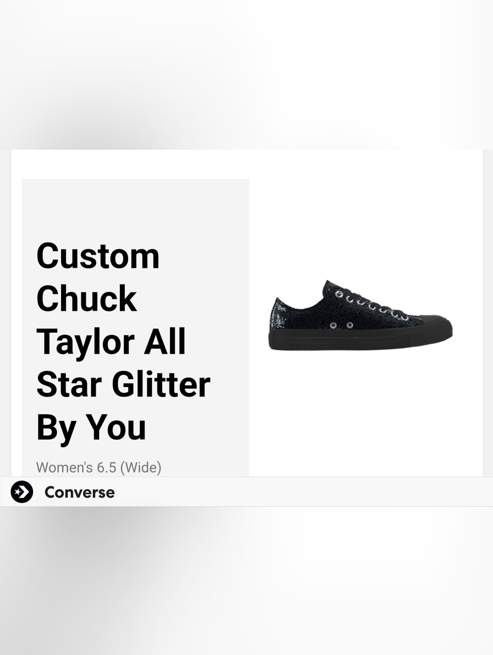 Womens Black Glitter Low-Top Sneakers- Custom Size 6.5W Brand New No Box